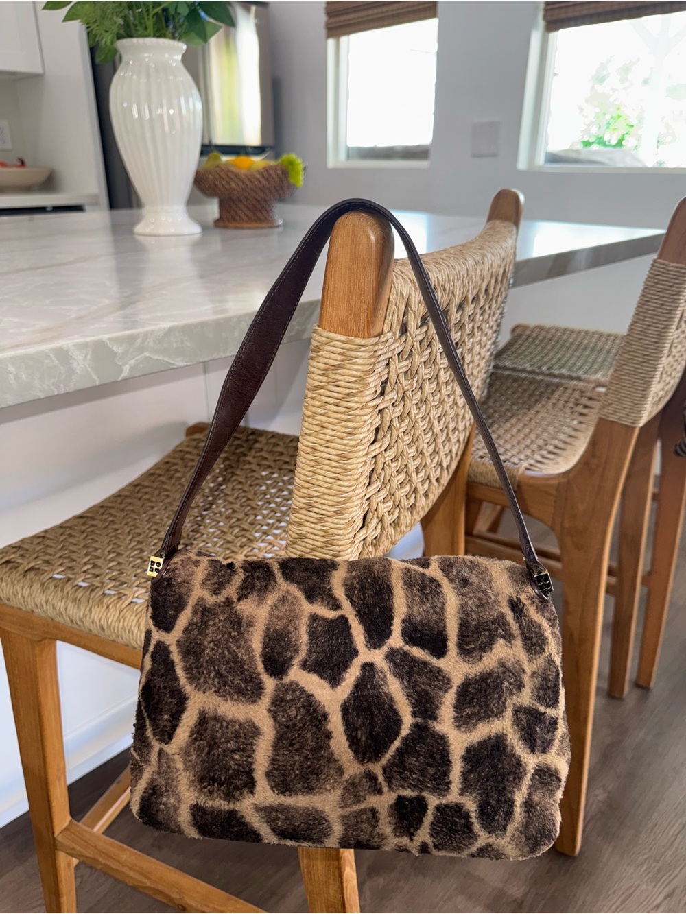 Vintage Kate Spade New York Giraffe Animal Print Brown Shoulder Bag Baguette 90s - Picture 6 of 17